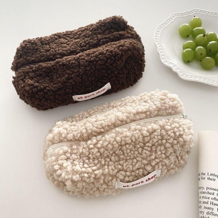 양털 뽀글이 펜슬 파우치 수납 케이스 필통 3color