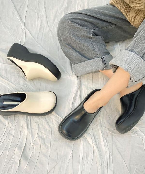 오필린 베이직 통굽 뮬슬리퍼 6.5cm