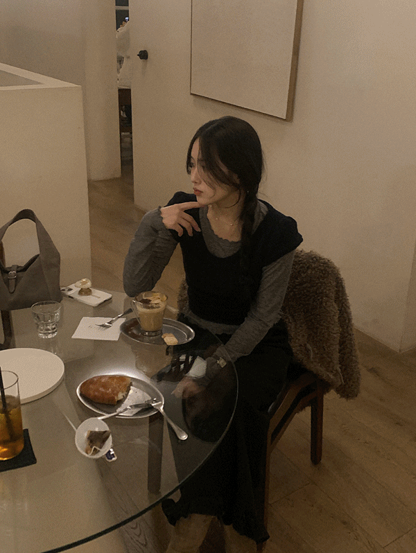 무드인슬로우 [가을/간절기]테리 반팔 레이어드티