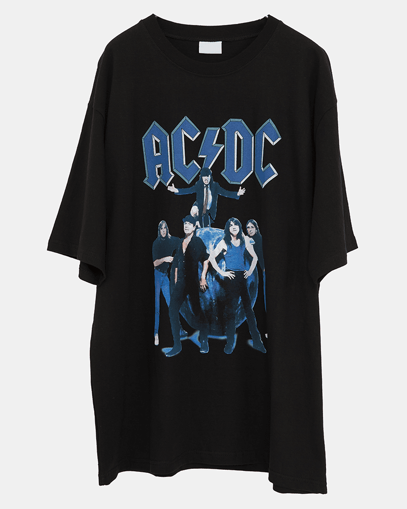 블루 AC/DC 프린팅 티셔츠