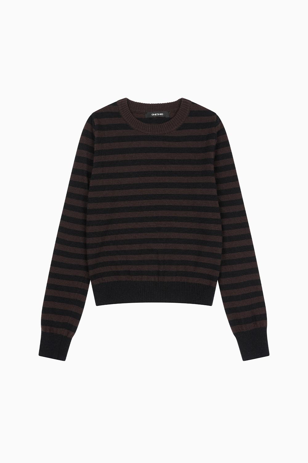 [10/11 예약배송] CASHMERE STRIPE KNIT, BROWN NAVY