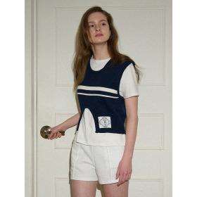 (바이탈싸인)(LINE) Cut Out Line Knit Vest_6color(24LNSPKN01NV-IM)