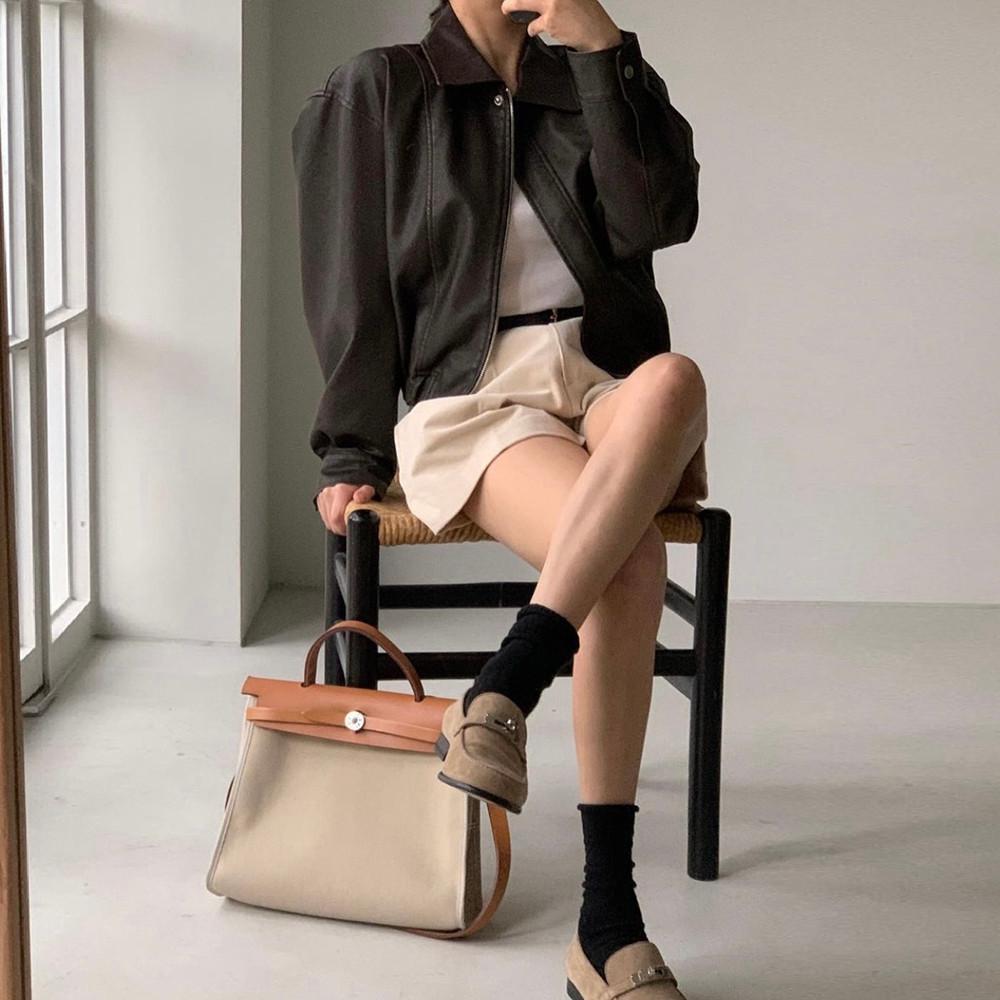 미엘 블리스 레더 자켓 블루종 (2col)