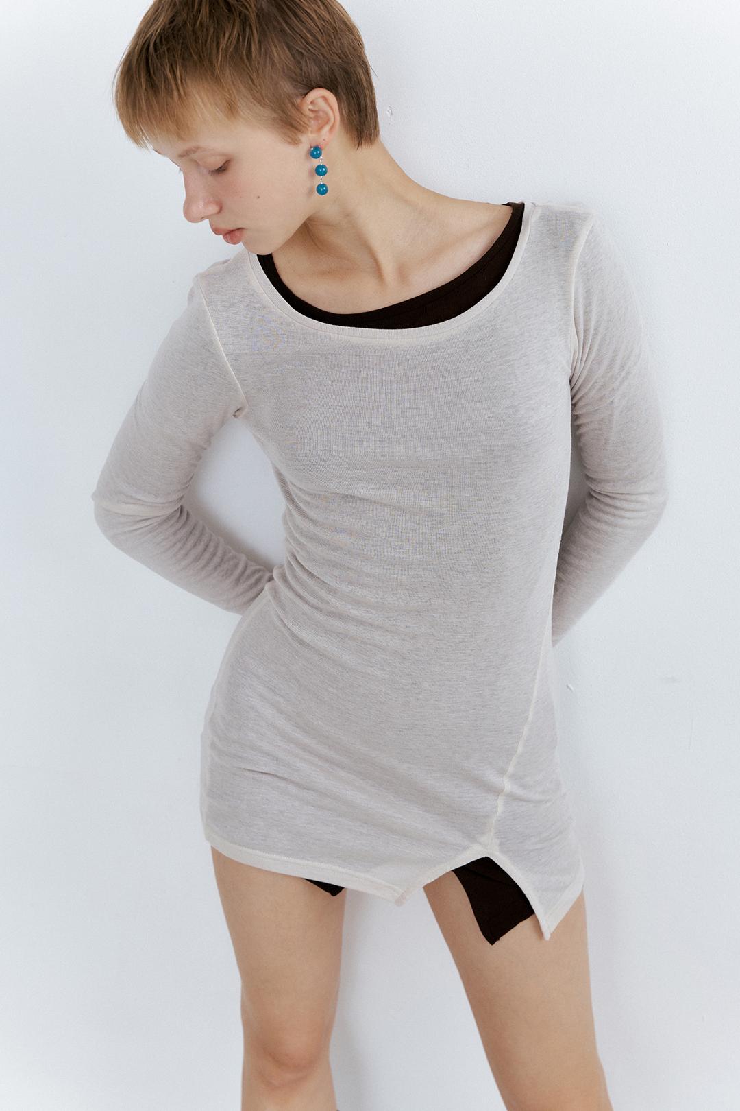 Cutout Tencel T-shirts_Oatmeal