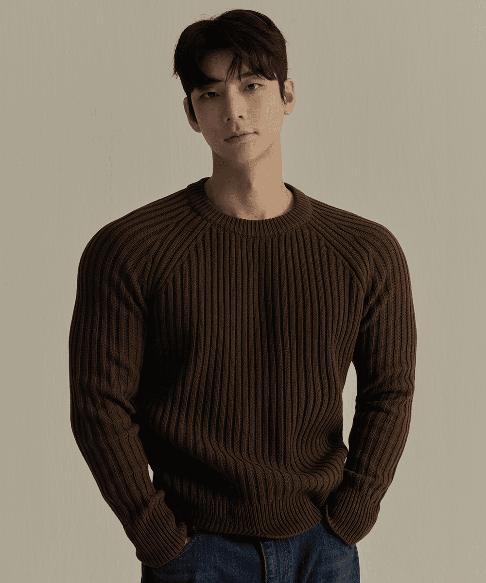 헤비코튼 크루넥 머슬 니트 (다크 브라운)