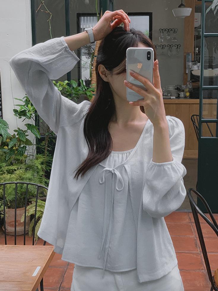 [26SS/러블리코디템]  [44-120] 샤니드퓨 셔링 뷔스티에 시스루 가디건 투피스 세트 (끈조절) (신상-봄-여름-하객룩-출근룩-데일리룩-빅사이즈-120사이즈-자체제작-살안타템-루즈핏-나시-여름가디건)