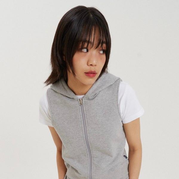 [클리어런스] FRONT CUTTING HOOD VEST GRAY