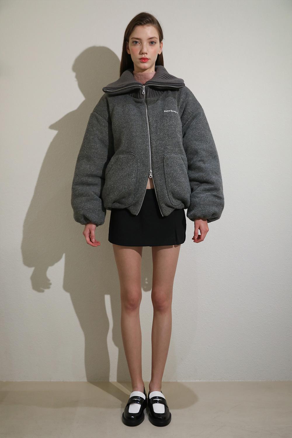 MOHAIR WOOL PUFFER JACKET - CHARCOAL MELANGE