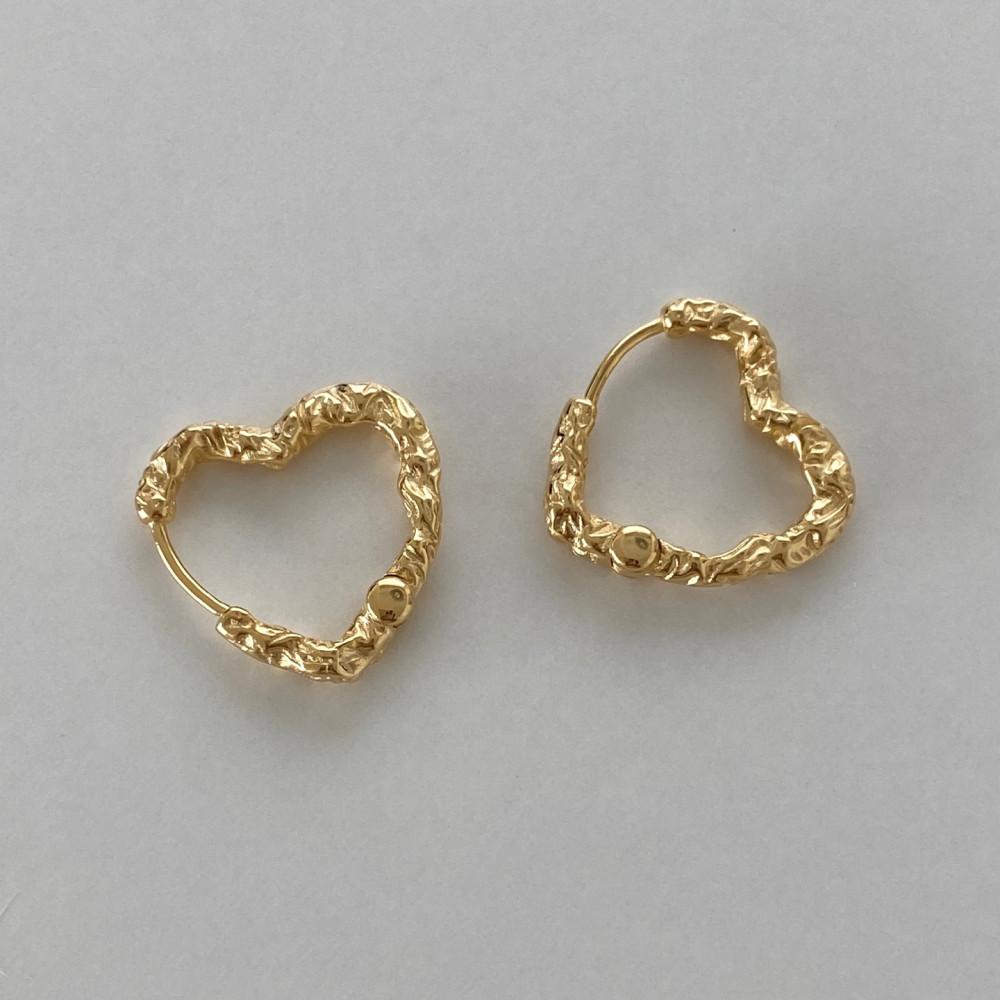 [믿고사는] 실버925 New 3mm 볼드 주물 꼬임 핸드메이드 하트 원터치 귀걸이