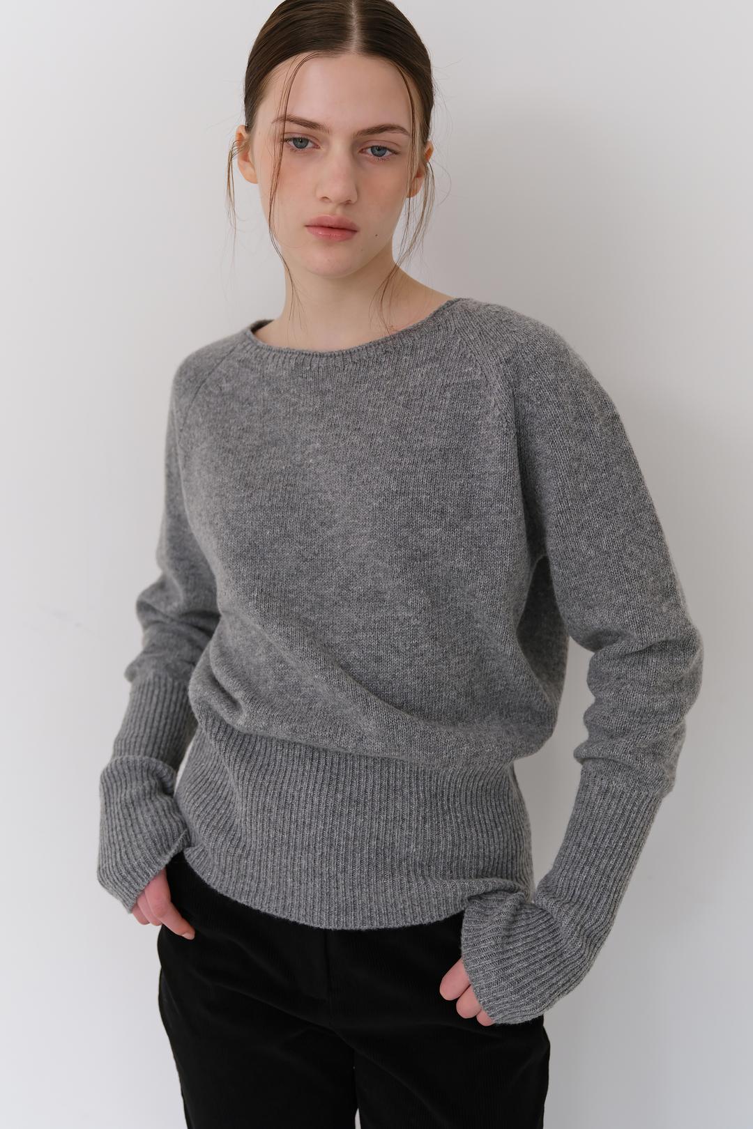[3차]Wool boatnek golgi knit - Gray