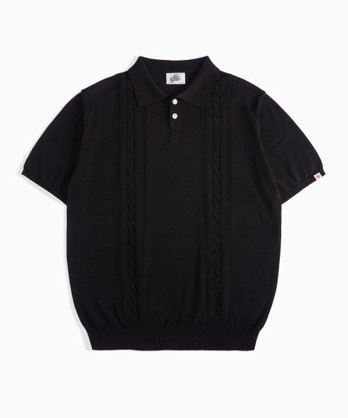 FITTED  POLO CABLE_BLACK