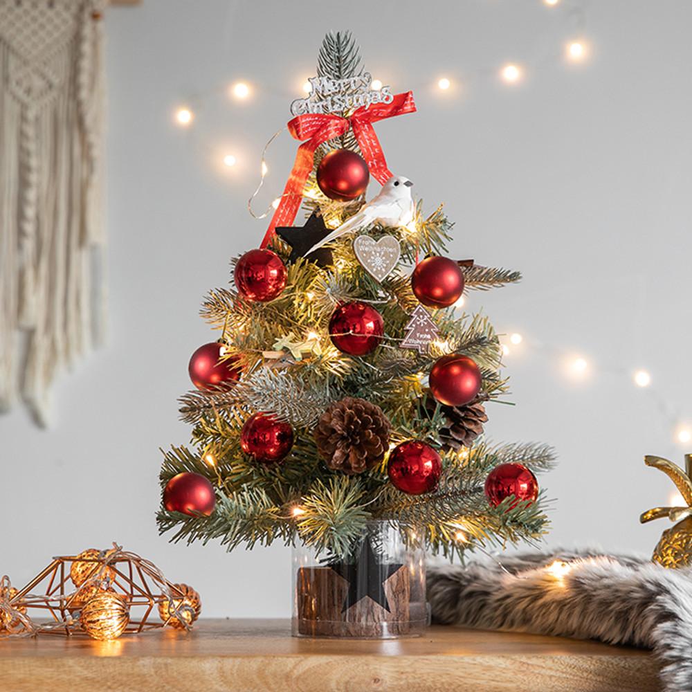 베베데코 전구포함 크리스마스트리 미니트리 풀세트 초록트리 빈티지레드 녹색 눈꽃
