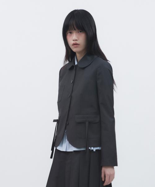 뚜오미오(TUOMIO)  ROUND COLLAR RIBBON JACKET [CHARCOAL] - 사이즈 & 후기 | 무신사