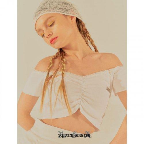 202-레이스 셔링 오프숄더 - 화이트