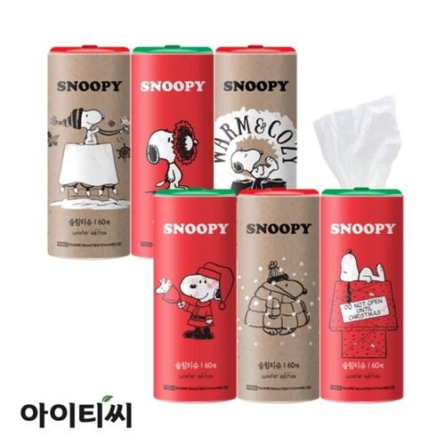 피너츠 스누피 2겹 슬림티슈(60매) 6입X1세트