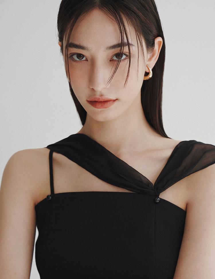 : 트위드 스카프 탑 / 스카프 셋트