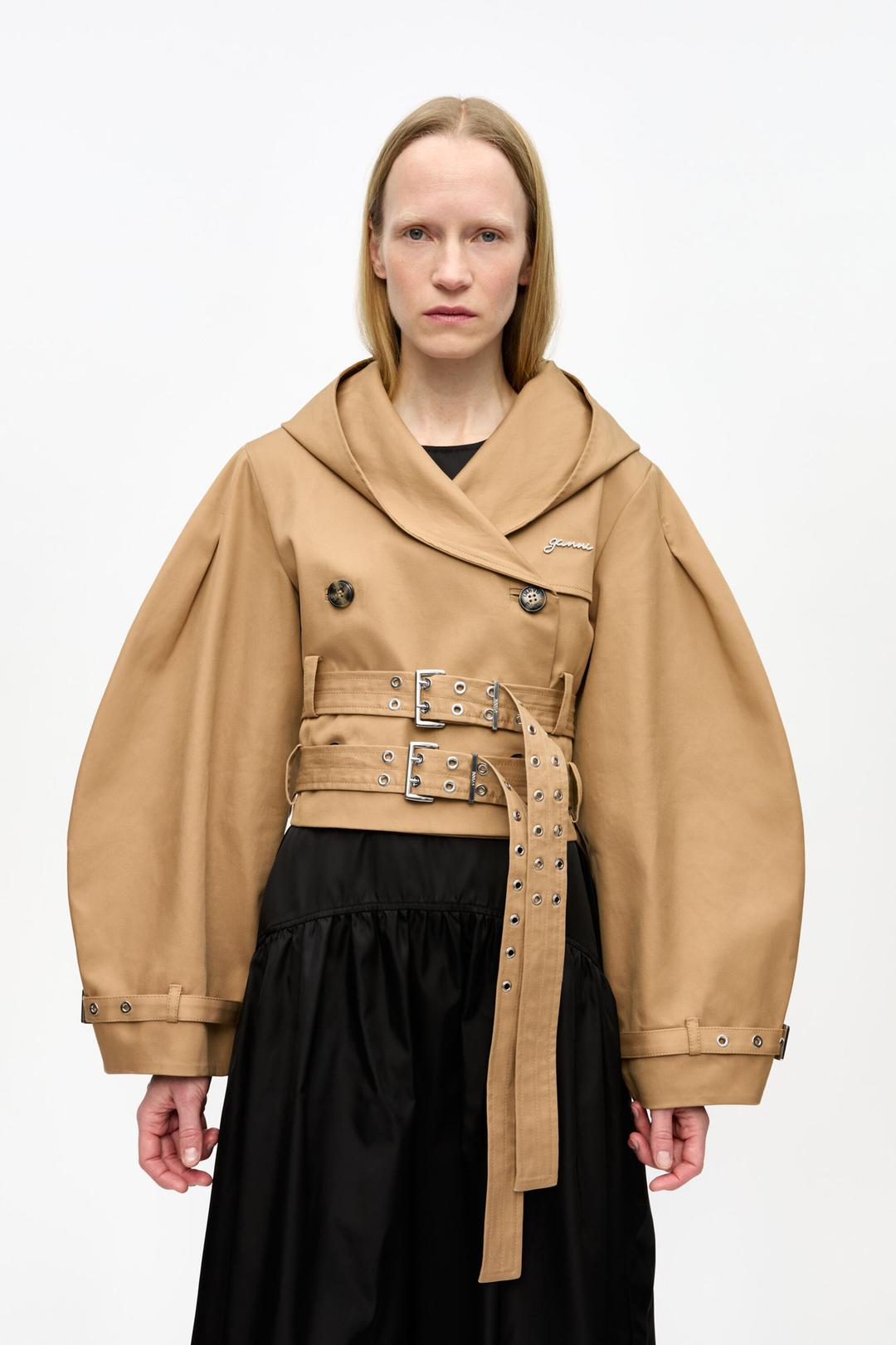 Veste courte en coton contrecollé camel