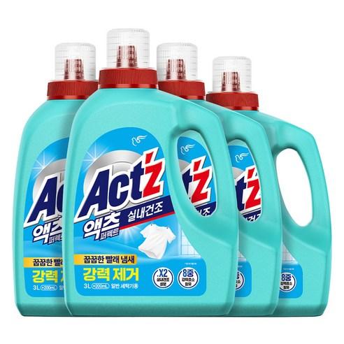 액츠 퍼펙트 실내건조 액상세제 본품, 3.2L, 4개 - 액체세제 | 쿠팡