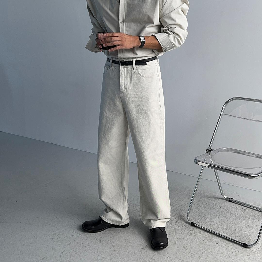 프리미엄 바이슨 워싱 와이드 데님 팬츠 4color