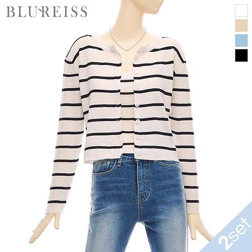 줄지라운드넥니트가디건+탑SET_BI4S1KC4541