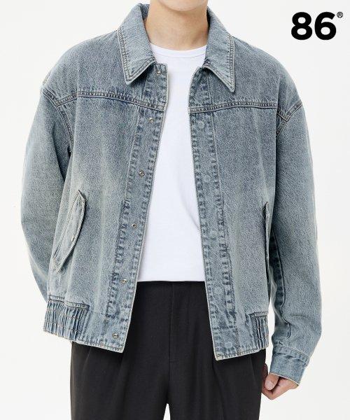 HIDDEN SNAP DENIM BLOUSON JACKET L/BLUE