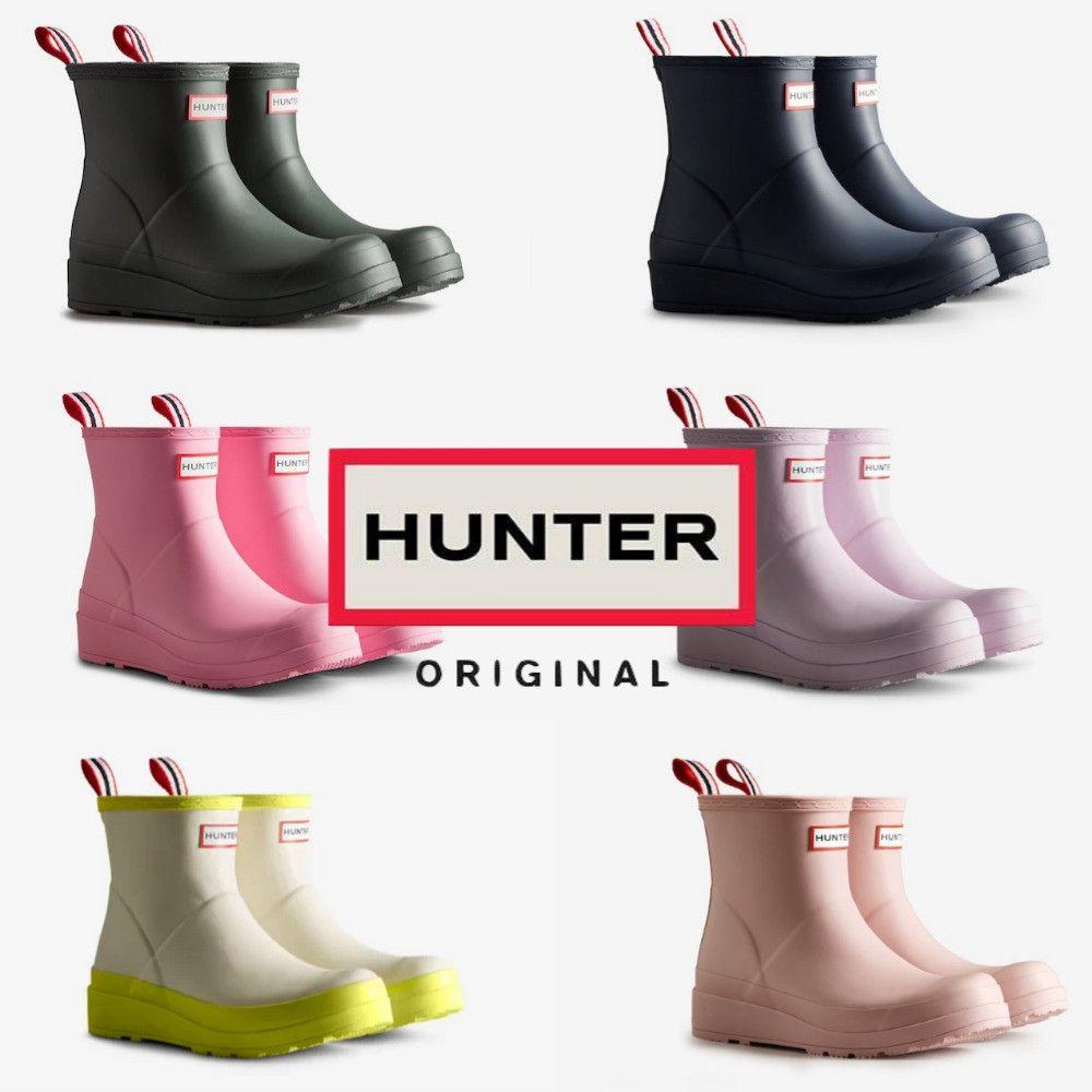 헌터 오리지널 플레이 숏 여성 앵클 웰링턴 레인 부츠