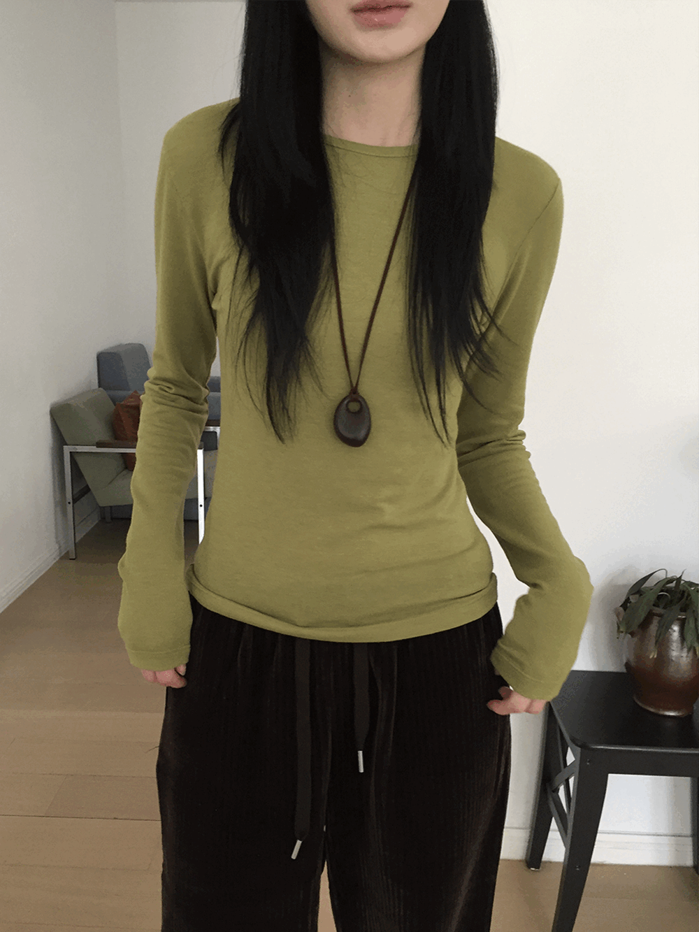 하우유 클레드 레이어드 컬러 긴팔티 (7c)