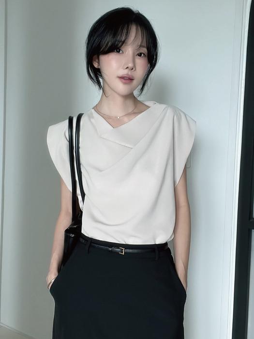 [모찌언니PICK] 시그니처 드레이프 슬리브리스 블라우스_3Color