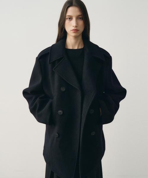 헤비 울 클래식 하프 피코트 (네이비)