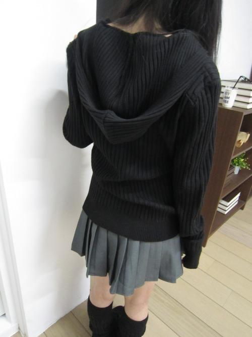 [E.E] DROP HOOD CARDIGAN_BLACK