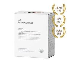 [공식몰 정품] 24년제조 에이엠 데일리 멀티팩 하루 한포 올인원 면역 활력 영양제 오메가3 히알루론산 루테인 코엔자임Q10 비타민B 1Box(5캡슐 30포), 70.2g, 1개