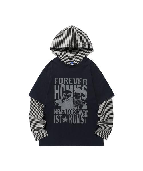 이스트쿤스트(ISTKUNST)  FOREVER HOMIES LAYERED LS TEE_NAVY(IK2FSMT550A) - 사이즈 & 후기 | 무신사