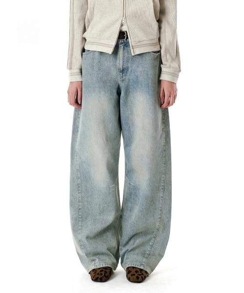 [옷미새 미홀 콜라보]Curved Tapered Barrel-Fit Denim Pants [LBLUE]_SEPT072LBLUE