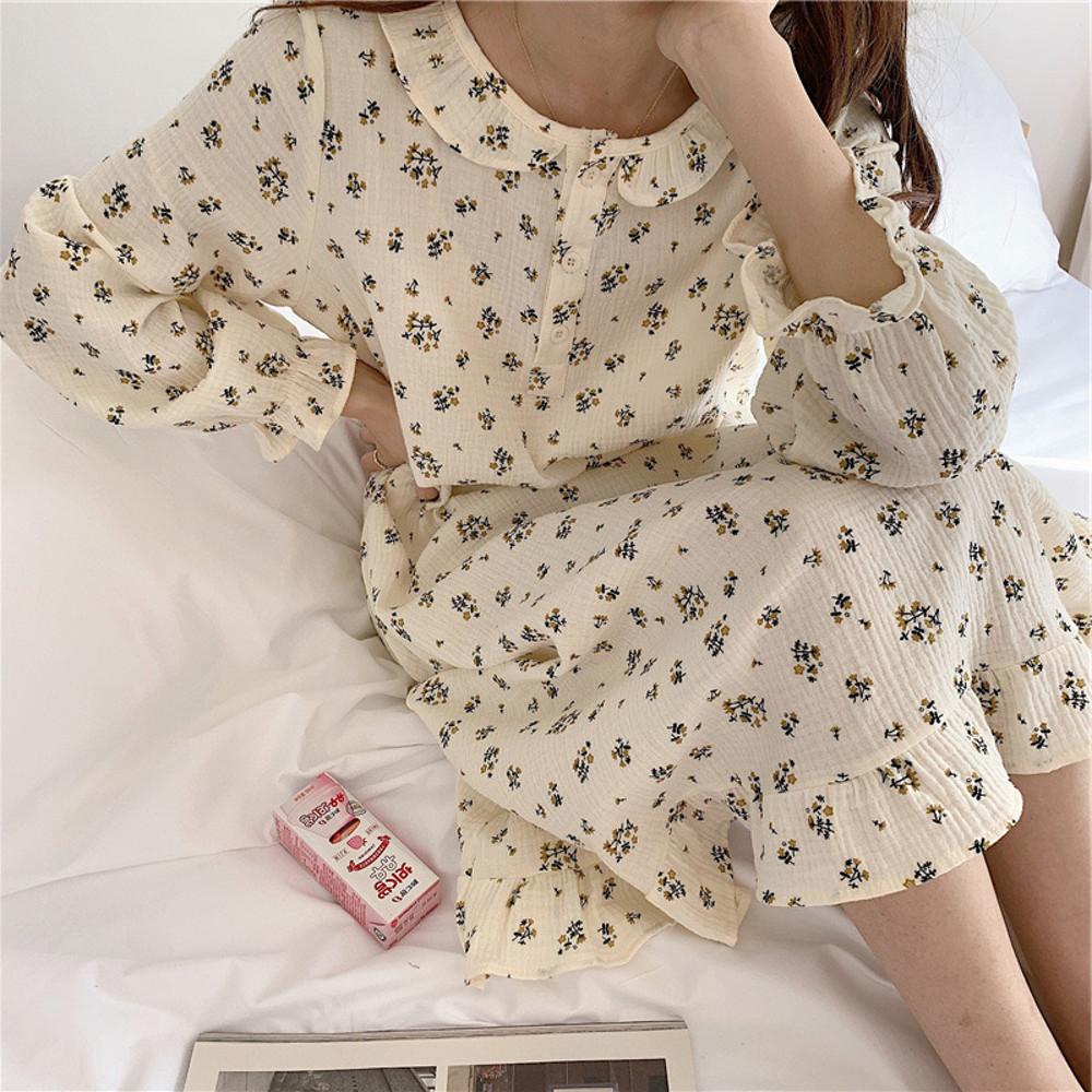 잔꽃 원피스잠옷 긴팔잠옷 봄잠옷 파자마 홈웨어 우정잠옷 파자마파티