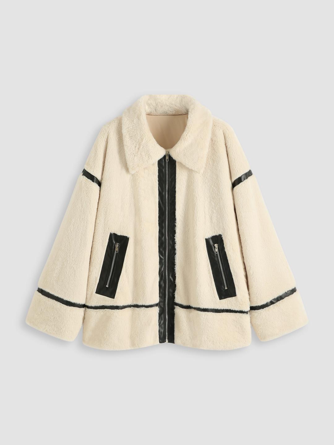 Short Plush Zip Up Coat