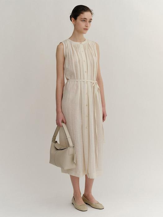 Clouet Flap Leather Tote Bag Ivory