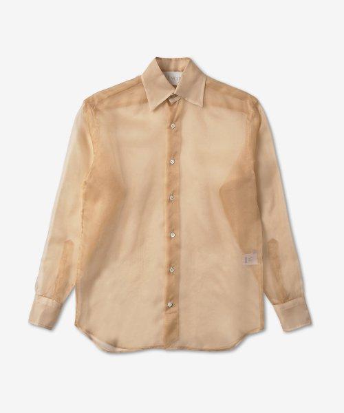 클래식 버튼 업 오간자 셔츠 - 베이지 / N1003BE