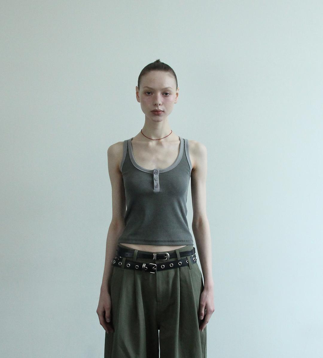DUAL HENLEY TANK TOP (WASHED GREY)