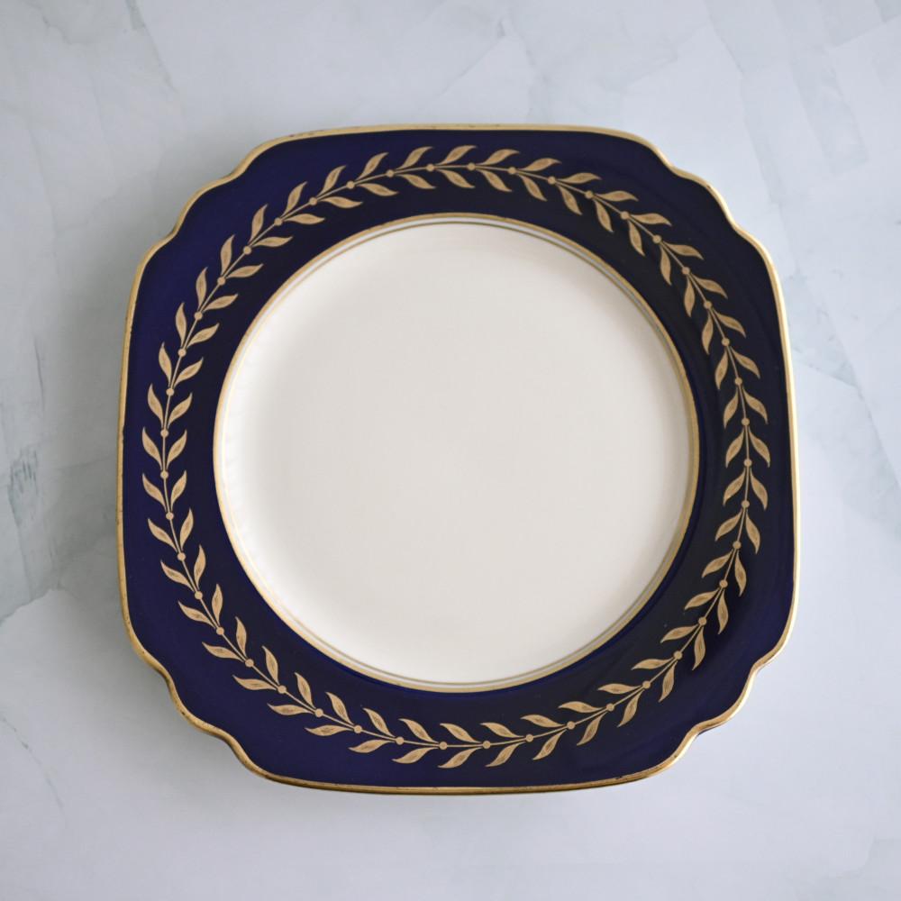 only 1 left) (재입고) 빈티지 시라쿠스 리첼리우 네이비로렐 사각 케이크 플레이트