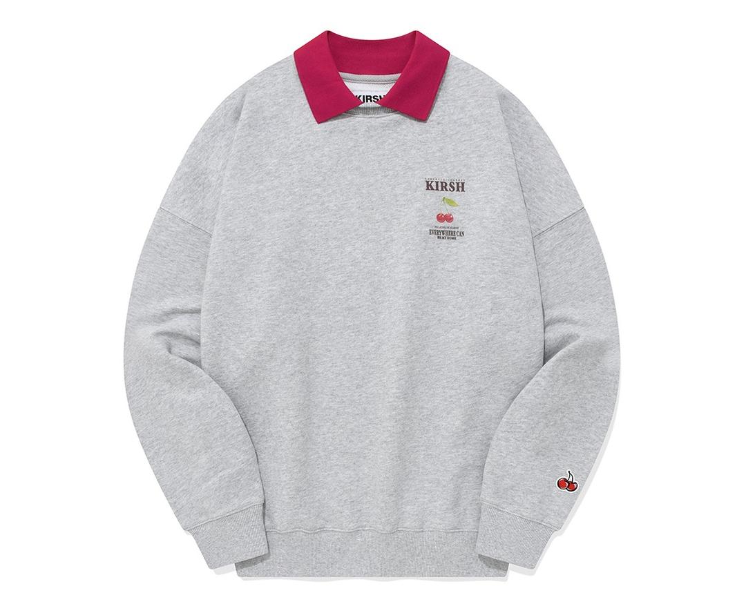 체리 카라 포인트 스웨트셔츠 [멜란지 그레이]