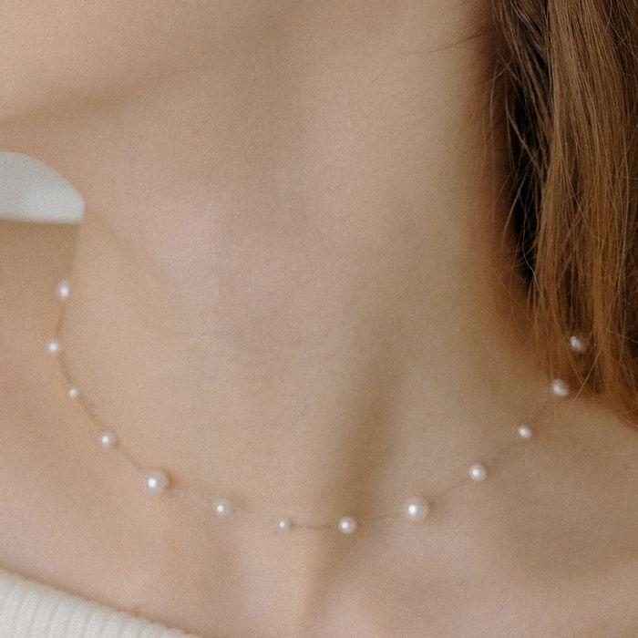 HLD028 Silver Chain pearl necklace