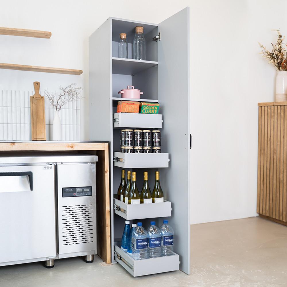 화이트 컬러 출시 속 깊은 4단 팬트리 키큰장 300 350 400 450 500 냉장고옆 틈새 주방수납장 코너장