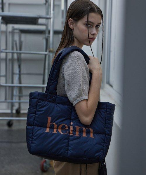 헤임 로고 숄더 패딩 백 (네이비)