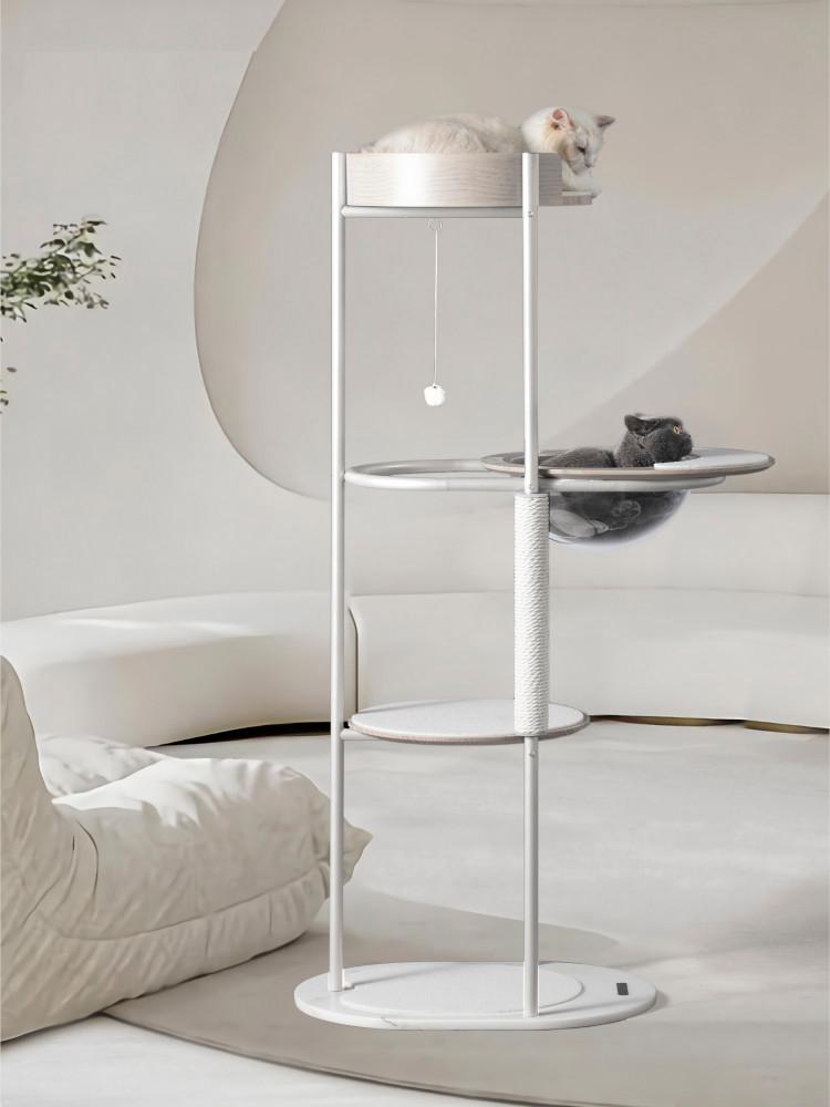 메탈프레임 4단 대리석 캣타워 캣기어 투명캡슐 해먹 고양이놀이터 원목점프대 스크래쳐패드