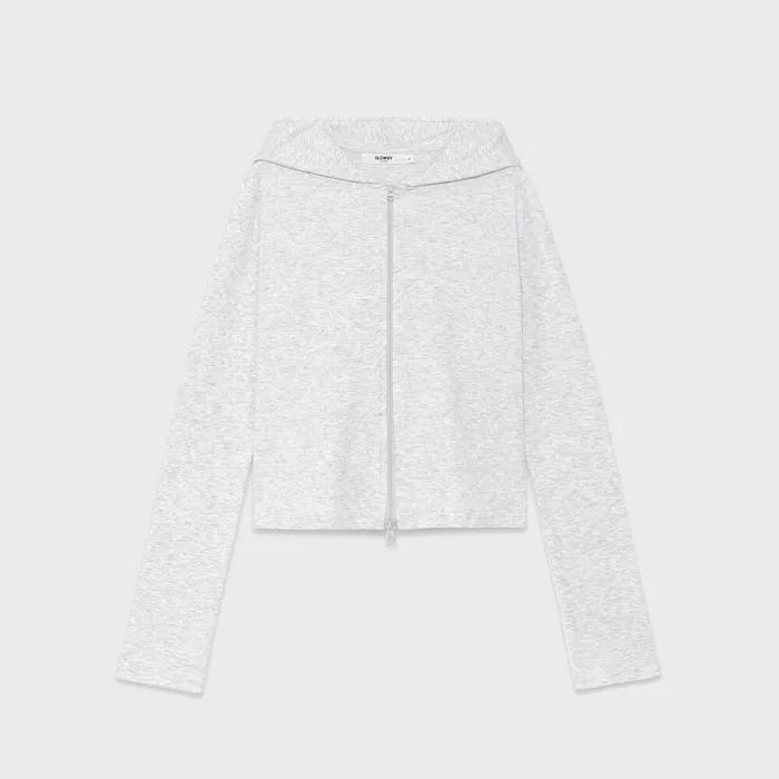 G CLASSIC ESSENTIAL RIB ZIP-UP (WHITE MELANGE)