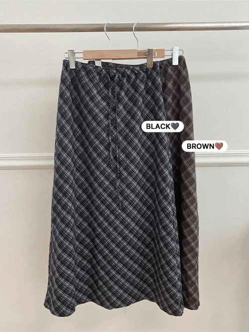 [허리밴딩💗/핏보장✨/하체커버🌟] 가을 밴딩 체크 롱 H라인 A라인 스커트 치마
