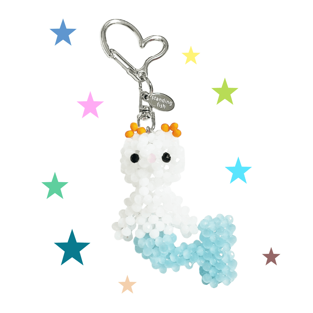 mermaid cat key ring