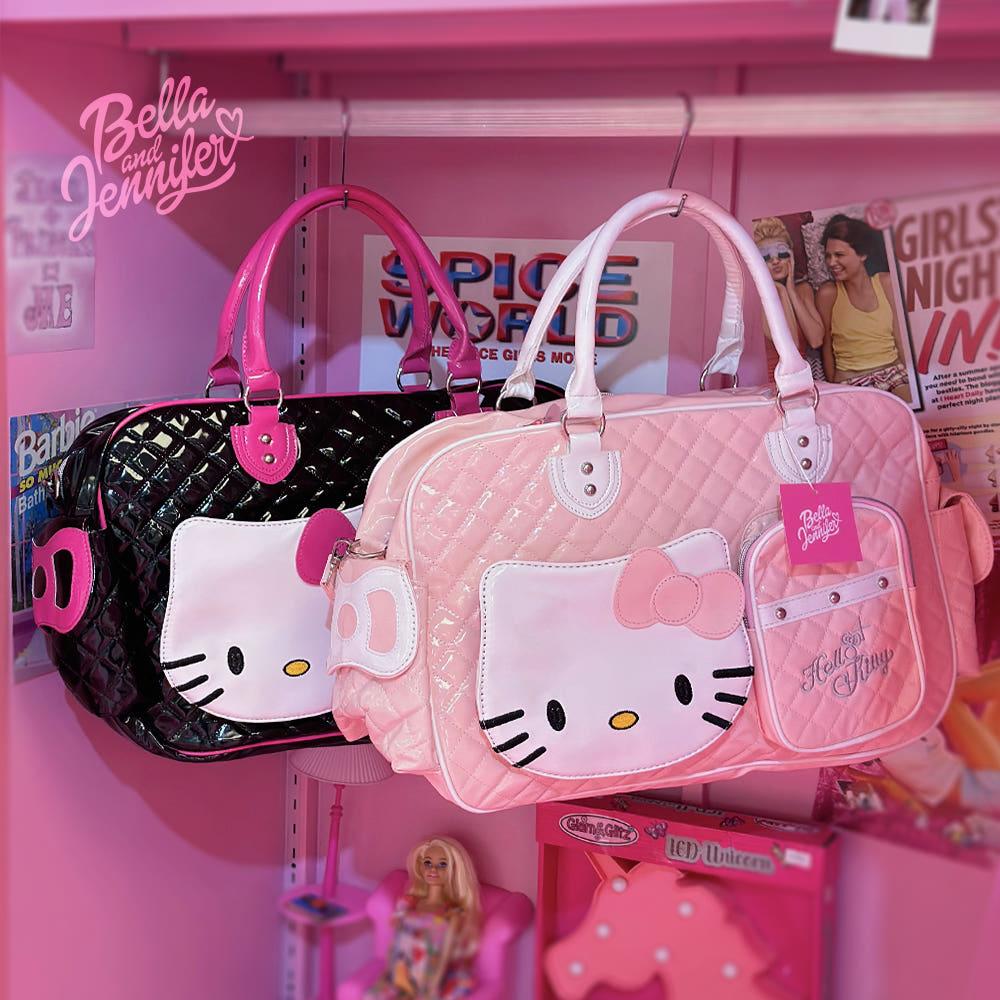 헬로키티 퀄팅 보스턴백 2 colors 키치 y2k 숄더백 여행 가방 빅백 보부상 갸루