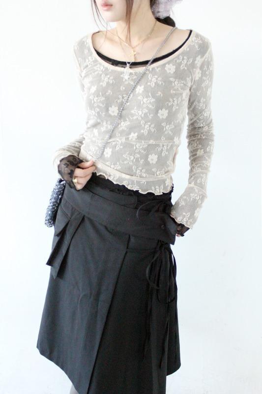 히피디피 floral lace tee (3color)