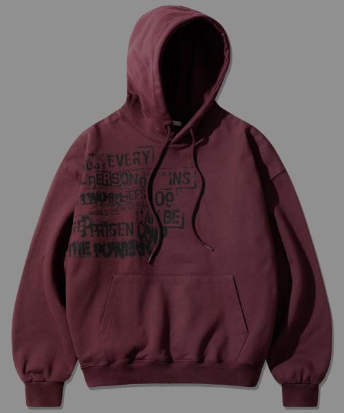 타이핑 헤비코튼 후드 버건디 KMHD6829